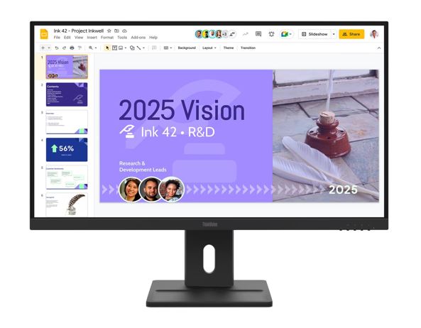 LENOVO ThinkVision E27Q-40 27' 100Hz QHD IPS Monitor 2K 2560x1440 16:9 4ms Tilt Swivel Pivot Height Adjust 2xHDMI DP VESA 3yr WTY Black 64BDGAR4AU