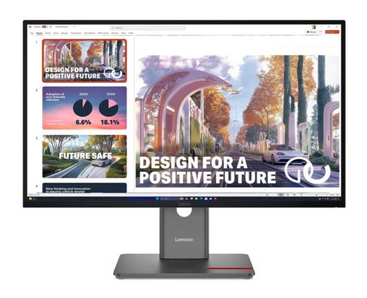 LENOVO ThinkVision P27QD-40 27' QHD Monitor IPS 2560x1440 16:9 Height Adjustable Tilt Swivel Pivot Daisy Chain DP HDMI USB-C Hub RJ45 LAN VESA 3YR 64B3GAR2AU