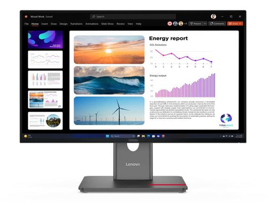 LENOVO ThinkVision T24i-30 23.8'/24' 60Hz QHD Monitor 2K 2560x1440 16:9 Height Adjustable Tilt Swivel Pivot HDMI DP1.4 DP VGA USB Hub VESA 3yr 64B2GAR1AU