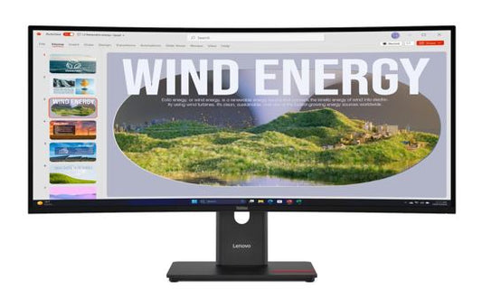 LENOVO ThinkVision T34WD-40 34' 120Hz WQHD Monitor 1500R Curve 4K 3440x1440 21:9 Height Adjustable Tilt Swivel USB-C Dock 100W PD DP HDMI LAN 4xUSB3.2 64AEGAR1AU