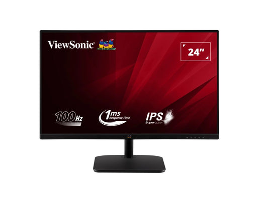 ViewSonic 24' SuperClear IPS, 1ms 100hz, FHD 1920x1080, HDMI, VGA, 3.5 Audio, Multi-View, Eye Care. VESA 75m, Office Ultra Thin Bezel Monitor - Retail VA2432-H