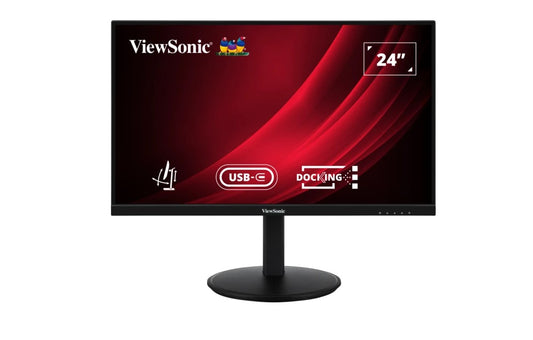 ViewSonic 24' Full HD Ergonomic Docking Monitor with USB-C 65w, USB 3.2 Hub, 100hz, HDMI, DP, Ergonomics Height Adjust, Swivel, Pivot, Advanced Wty VG2409U-2