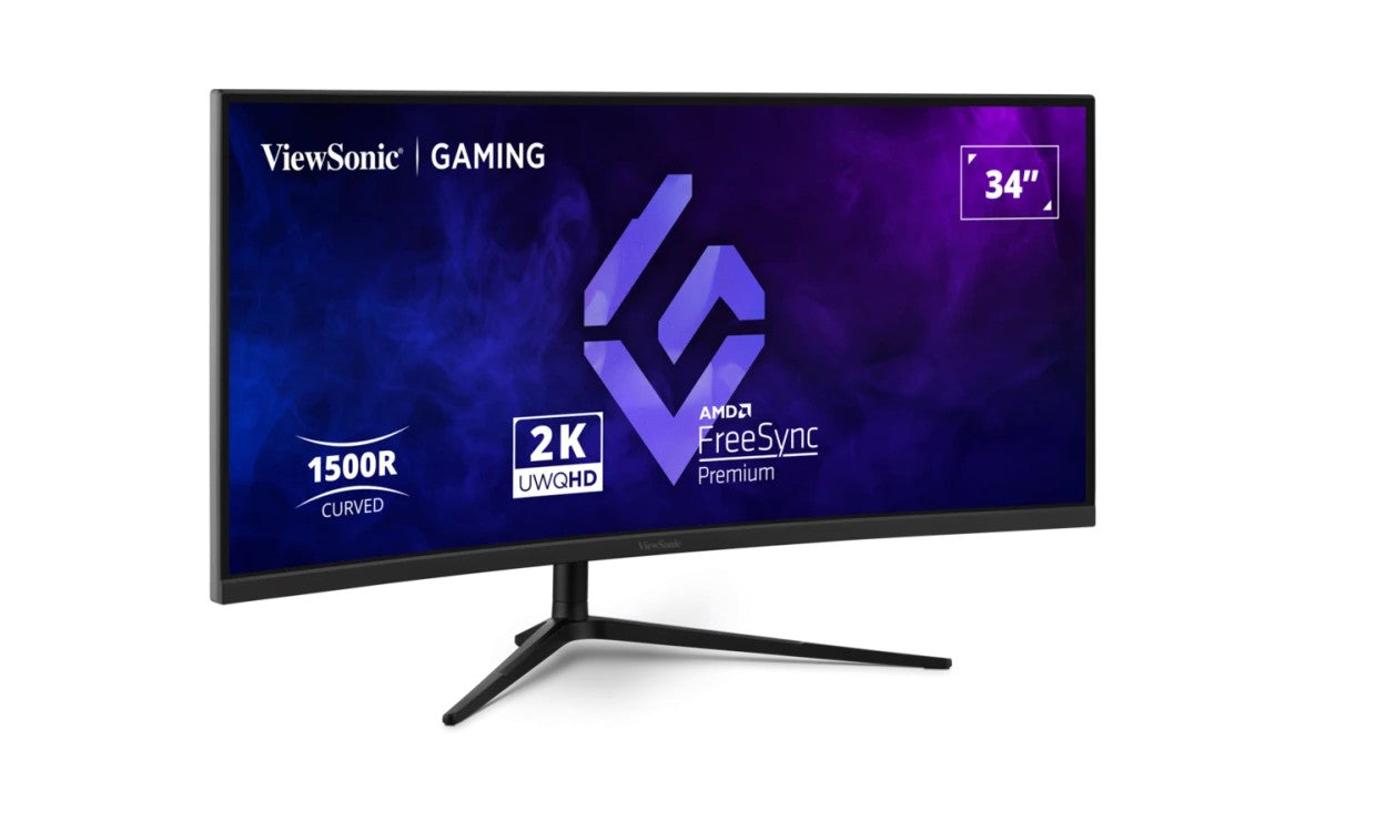 ViewSonic 34' Curved 3440x1440, 180Hz 1ms 1500R, HDR10, Adaptive Sync, 2x HDMI, 2x DP, Speaker, VESA 100, VX3418-2K Office Gaming Ultra Wide Monitor VX3418C-2K