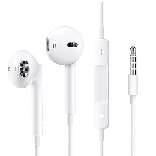 USP Pisen Half-in-Ear 3.5mm Earphones - White, Ergonomic Design, HD Call Microphone, 5 Years Warranty 6902957318839