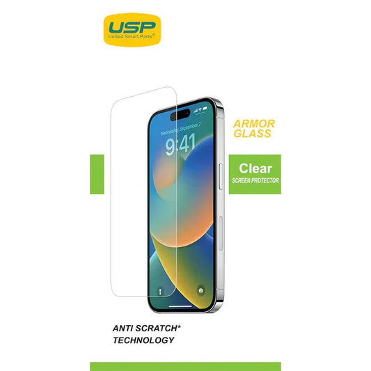 USP Apple iPhone 16 / iPhone 15 Pro / iPhone 15 (6.1') Armor Glass Screen Protector Clear : Full Coverage, 9H Hardness, Bubble-free, 3 Years Warranty 6976552042512
