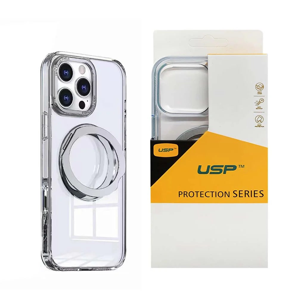 USP Apple iPhone 17 Pro (6.3') Clear Case with MagSafe - 360 Rotatable Ring-Stand, Scratch Resistant, Shockproof, 5 Years Warranty 6976552044035