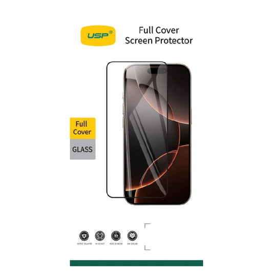 USP Apple iPhone 17 Pro / iPhone 17 / iPhone 16 Pro (6.3') Tempered Glass Screen Protector - Full Coverage, Crystal Clear, Smooth Touch, Easy to Install 6976552044356