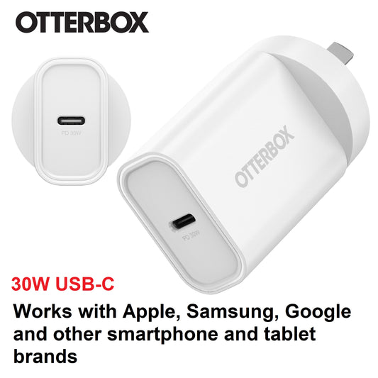 OtterBox 30W USB-C (Type I) PD Fast Wall Charger - White (78-81353), Compact, Drop Tested, Safe & Smart Charging, Best for Apple, 7 Years Warranty 78-81353