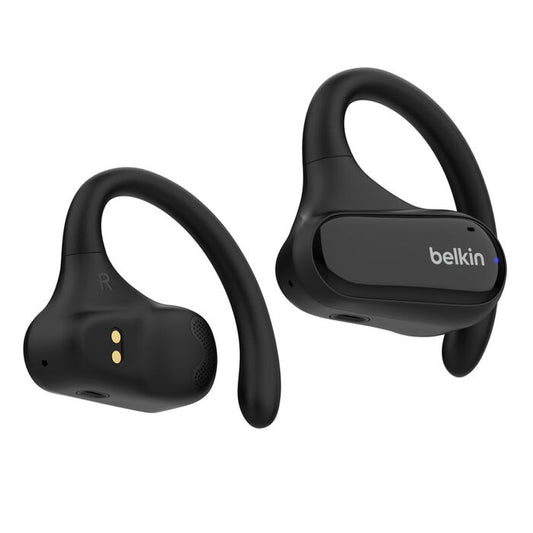 Belkin SoundForm ClearFit Open-Ear Wireless Earbuds - Black (AUC013btBK), 26hrs Battery, 14.2mm Drivers, BT 5.3 Multipoint, IPX5-Rated, 2 Years Warranty AUC013btBK