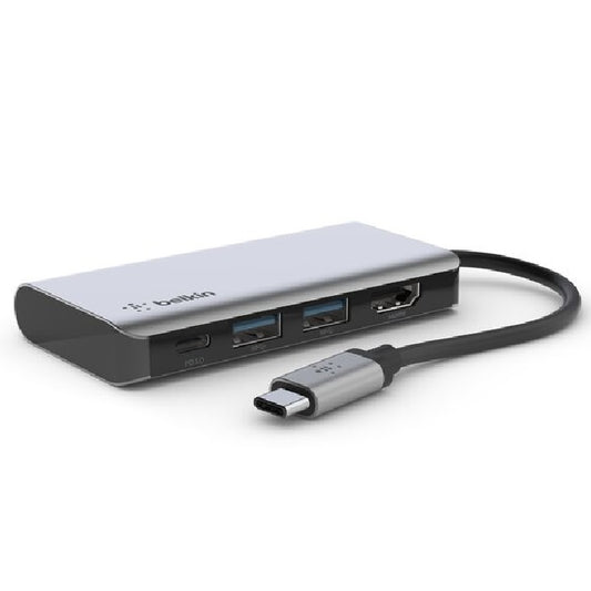 Belkin Connect USB-C 4-in-1 Multiport Adapter + USB-C Cable (13CM) - Space Grey(AVC006btSGY), 100W, 5 Gbps, 2xUSB-A, 1xUSB-C, 1xHDMI, 2 Years Warranty AVC006btSGY