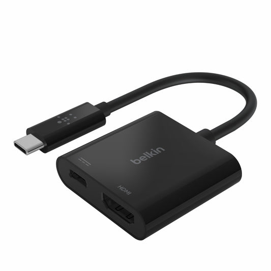 Belkin USB-C to HDMI + Charge Adapter + USB-C Cable (13CM) - Black (AVC002btBK), 60W, Supports Video Resolutions up to 4K, 2 Years Warranty AVC002btBK