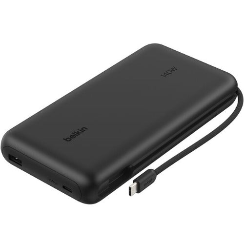Belkin UltraCharge Pro 25K mAh Laptop Power Bank w/ 140W Integrated USB-C Cable(35CM) - Black(BPB039fqBK), 1x USB-C, 1x USB-A, $2500CEW, 2 Years Warranty BPB039fqBK