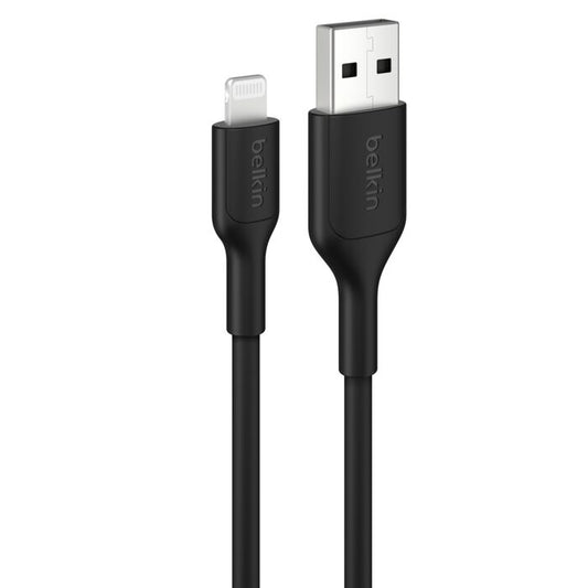 Belkin BoostCharge Lightning to USB-A Cable (1M) - Black (CAA019FQ1MBK), 2.4A/15W, 480Mbps, 300K+ Bends, Apple iPhone, MFI-Certified, 2 Years Warranty CAA019FQ1MBK