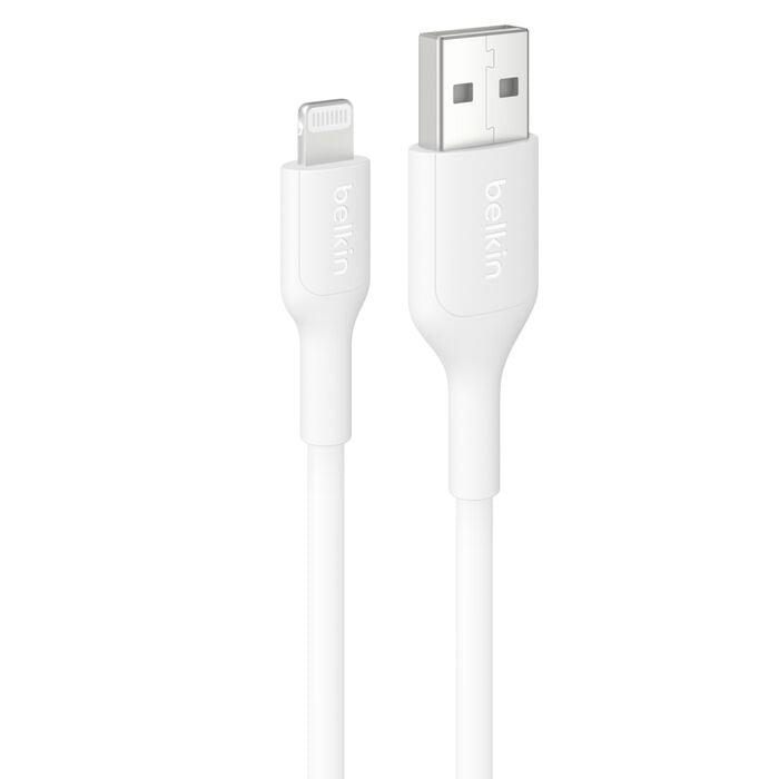 Belkin BoostCharge Lightning to USB-A Cable (1M) - White (CAA019fq1MWH), 2.4A/15W, 480Mbps, 300K+ Bends, Apple iPhone, iPad, 2 Years Warranty CAA019FQ1MWH