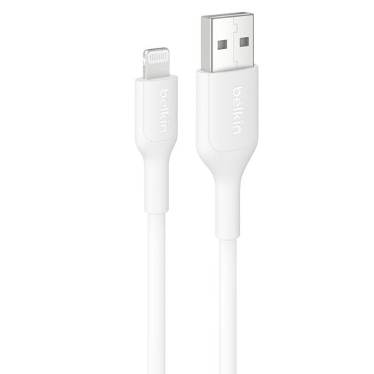 Belkin BoostCharge Lightning to USB-A Cable (1M) - White (CAA019fq1MWH), 2.4A/15W, 480Mbps, 300K+ Bends, Apple iPhone, iPad, 2 Years Warranty CAA019FQ1MWH