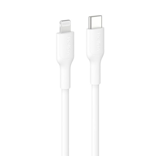 Belkin BoostCharge Lightning to USB-C Cable (1M) - White (CAA021FQ1MWH), 3A/15W, 480MBPS, 300K+ Bends, Apple iPhone, MFI-Certified, 2 Years Warranty CAA021FQ1MWH