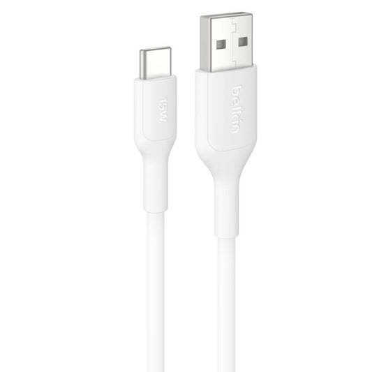 Belkin BoostCharge USB-C to USB-A Cable (2M) - White (CAB021fq2MWH), 3A/15W, 480MBPS, 300K+ Bends, Apple, Samsung, USB-IF Certified, 2 Years Warranty CAB021fq2MWH