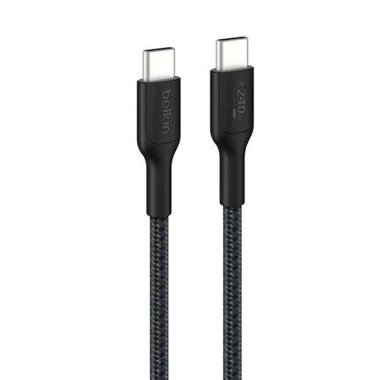 Belkin BoostCharge Pro Braided USB-C to USB-C Cable (1M) - Black (CAB025FQ1MBK), 5A/240W, 480Mbps, 350K+ Bend, USB-IF Certified, 2 Years Warranty CAB025FQ1MBK