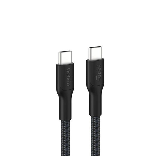 Belkin BoostCharge Pro Braided USB-C to USB-C Cable (3M) - Black (CAB025fq3MBK), 5A/240W, 480Mbps, 350K+ Bend, USB-IF Certified, 2 Years Warranty CAB025fq3MBK