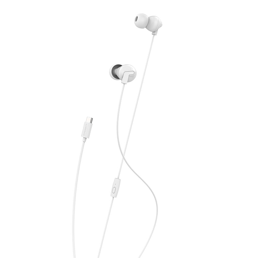 Cygnett Essentials USB-C Earphones - White (CY2868HEUSB), Cable length (1.1M), Built-in Microphone for Phone Calls, Control at Your Fingertips CY2868HEUSB