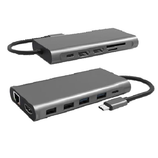 Cygnett Unite 12-in-1 USB-C Multiport Hub Adapter Dock(CY4549HUB12)4xUSB-A 2xUSB-C(100W PD/3.0)3xHDMI(60Hz/30Hz) 1xMicro SD, 2Years Warranty CY4549HUB12