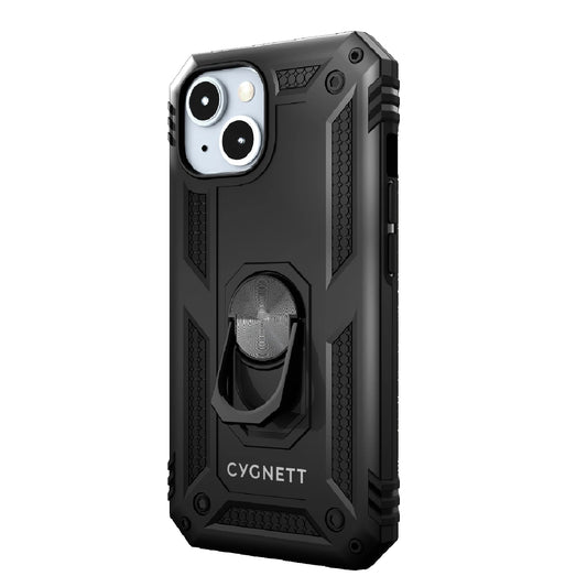 Cygnett Apple iPhone 15 (6.1') /iPhone 14/ iPhone 13 Rugged Case - Black (CY4632CPSPC), Integrated kickstand, Secure and magnetic disk mount, 6ft drop CY4632CPSPC