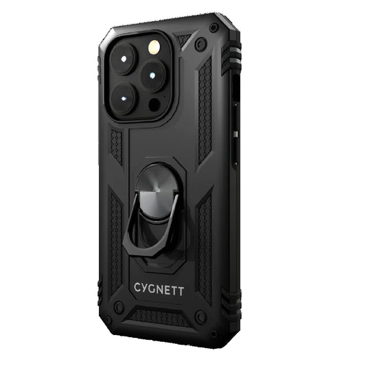 Cygnett Apple iPhone 15 Pro (6.1') Rugged Case - Black (CY4634CPSPC), Integrated kickstand, Secure and magnetic disk mount, 6ft drop protection CY4634CPSPC