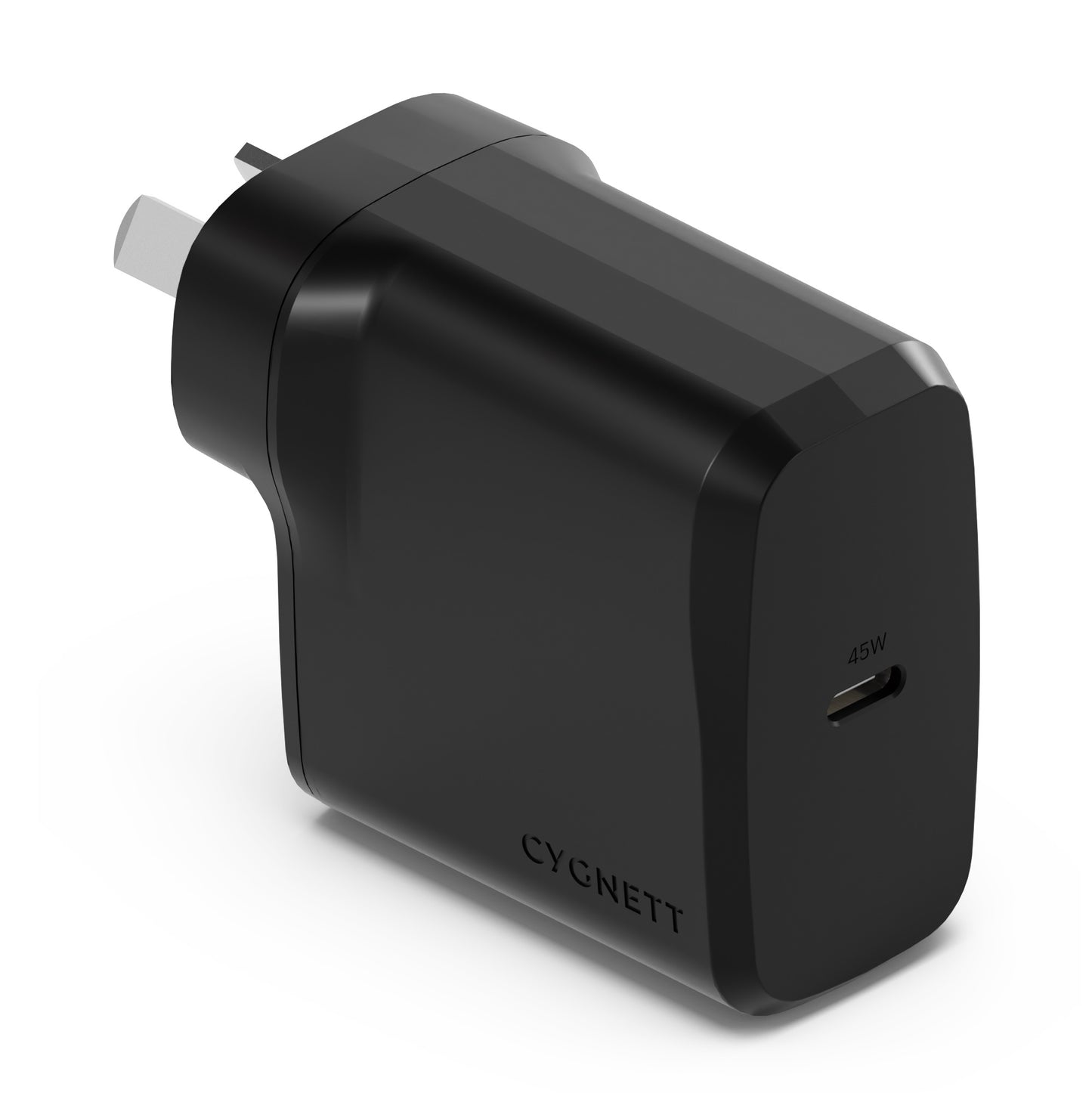 Cygnett PowerPlus 45W USB-C PD GaN Fast Wall Charger -Black(CY4739PDWCH), Portable, Best for iPhone, Samsung's PPS & USB-C Devices, 2 Years Warranty CY4739PDWCH