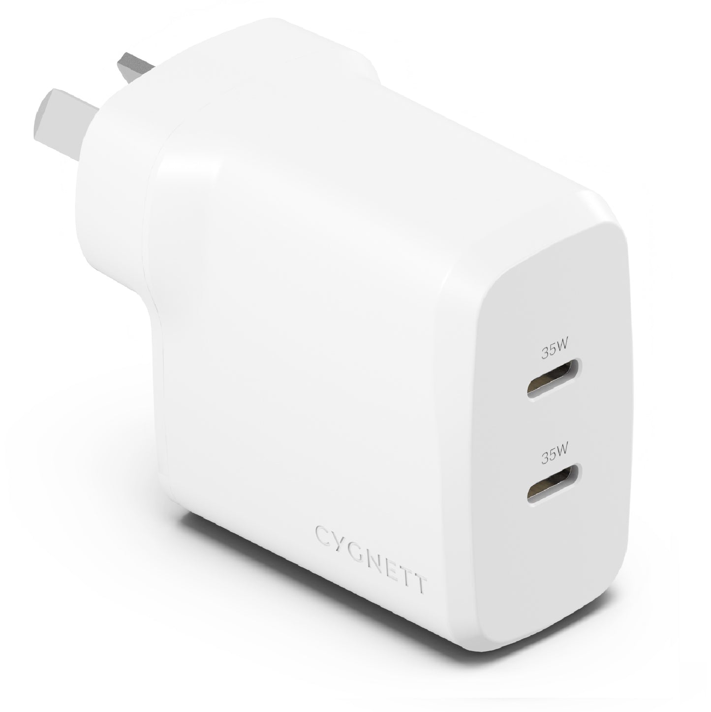 Cygnett PowerPlus 35W Dual Port USB-C PD Fast Wall Charger -White(CY4774PDWCH), 2xUSB-C(35W), Best for iPhone, Samsung's PPS & USB-C Devices, 2 Years Wa CY4774PDWCH