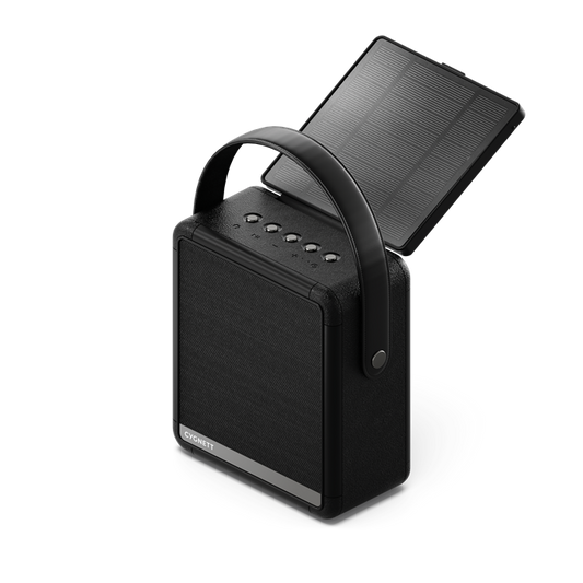 Cygnett FreePlay Solar Charging Wireless Speaker & 8K Power Bank - Black(CY4968SOSPE), Dust & Water Resistant, Dual Speaker, 10 Meter, 2 Years Warranty CY4968SOSPE