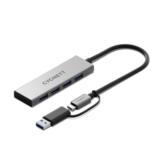 Cygnett Unite 4-in-1 USB-C to USB-A Hub- White(CY5388CYHUB), 4x USB-A, 10GBps Transfer, Aluminium outershell, USB-C to USB-A Adapter, 2Years Warranty CY5388CYHUB