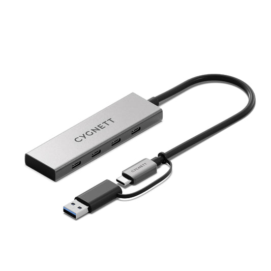 Cygnett Unite 4-in-1 USB-C to USB-C Hub- White(CY5390CYHUB)4x USB-C Ports, 10Gbps Transfer, Aluminium Outer Shell, 15cm cable, 2-Year Warranty CY5390CYHUB