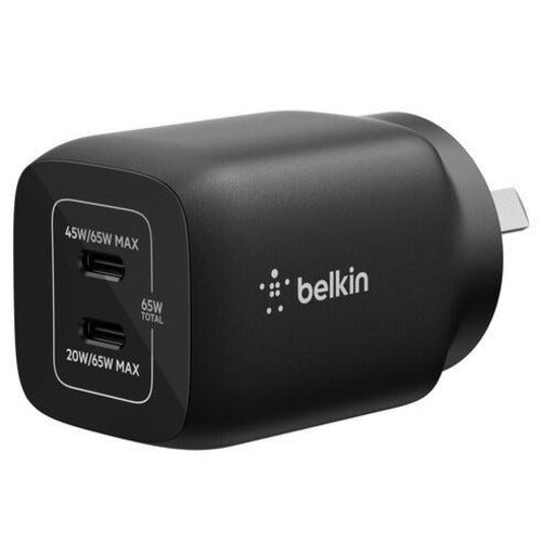 Belkin Gaming Dual USB-C Wall Charger 65W (45W + 20W) For Nintendo Switch 2 - Black (ENA007auBK), Compact, Travel-Friendly, 2 Years Warranty ENA007auBK