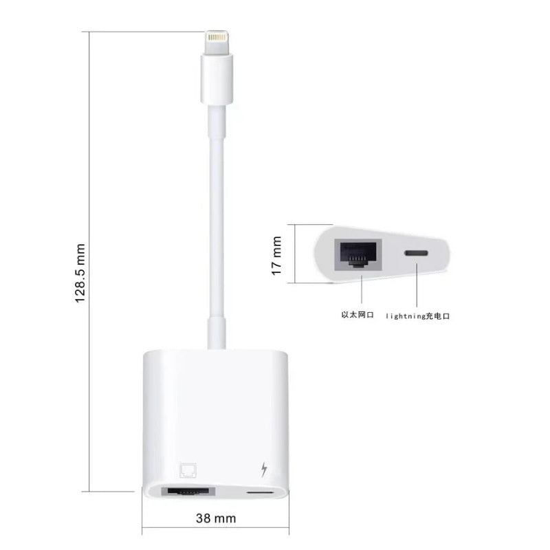 USP Lightning to Ethernet + Power Adapter - White, Easy to use, Fast and Stable connection, 100Mbps. EPALC