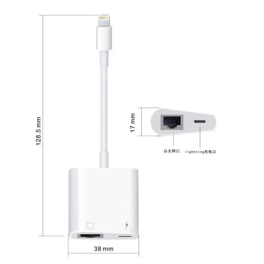 USP Lightning to Ethernet + Power Adapter - White, Easy to use, Fast and Stable connection, 100Mbps. EPALC