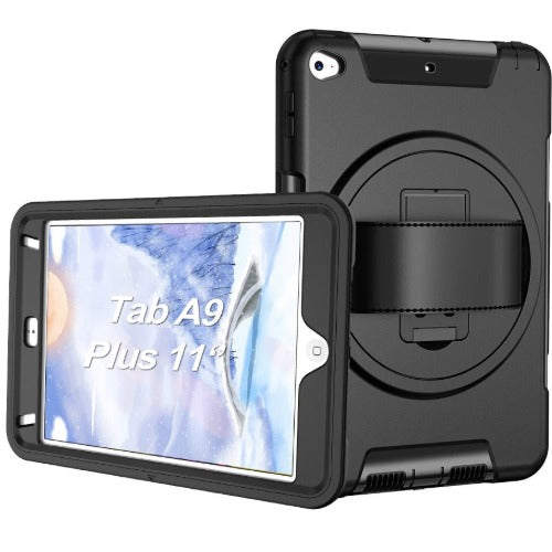 USP Rugged Samsung Galaxy Tab A11+ / Tab A9+ (11') Case Black - Built-in-Kickstand, Hand & Shoulder Strap, DropProof, 5 Years Warranty HDTA11A9PLUS