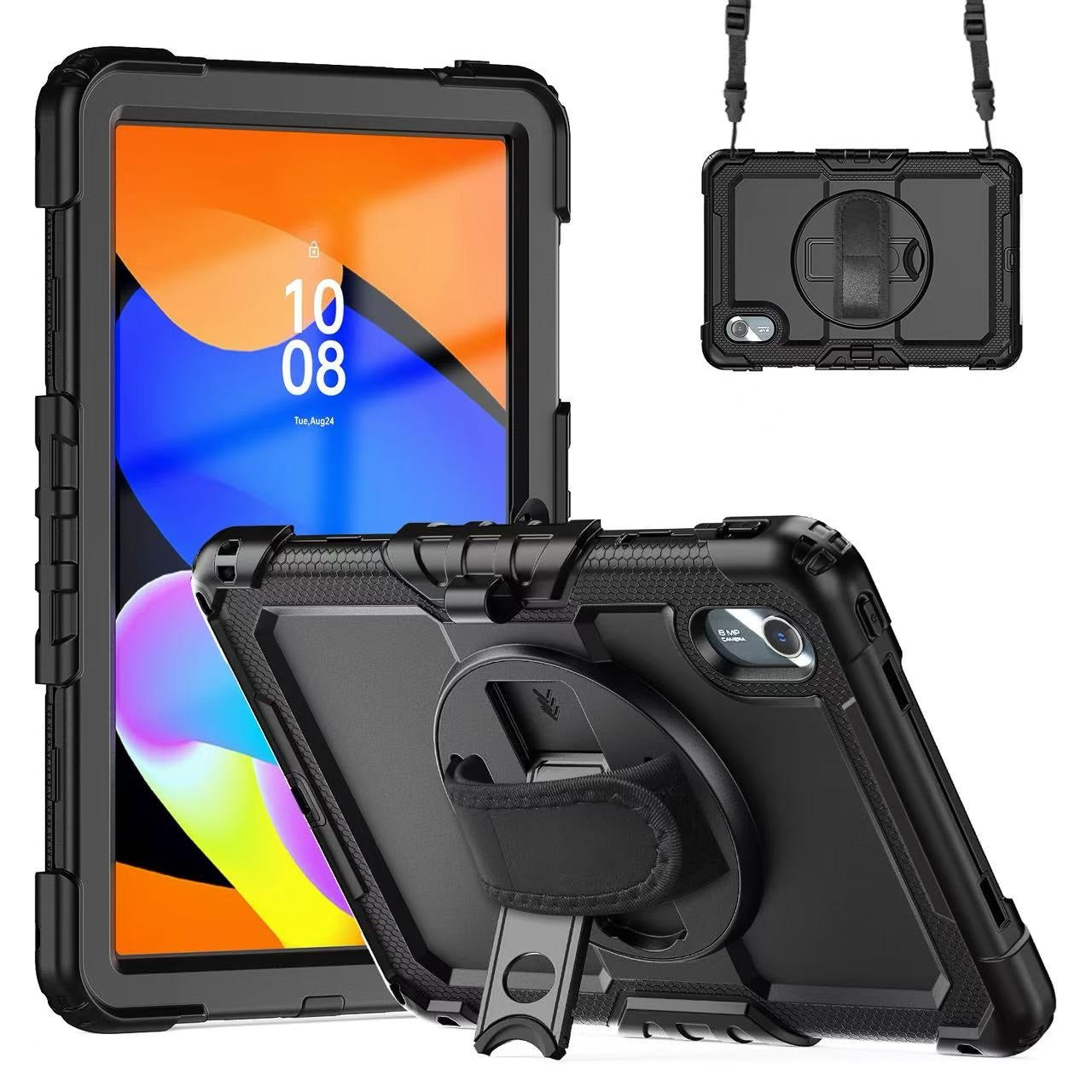 USP Rugged Lenovo Idea Tab 11 (11') Case Black - Built-in-Kickstand, Hand & Shoulder Strap, DropProof, 3 Years Warranty HDTLIT11