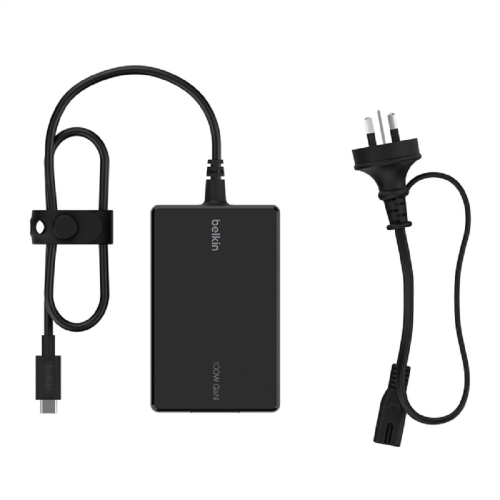 Belkin Connect USB-C Core 100W GaN Power Adapter + USB-C Cable (1.5M) - Black (INC016auBK), Compact Laptop Charger, CEW $2500, 2 Years Warranty INC016auBK