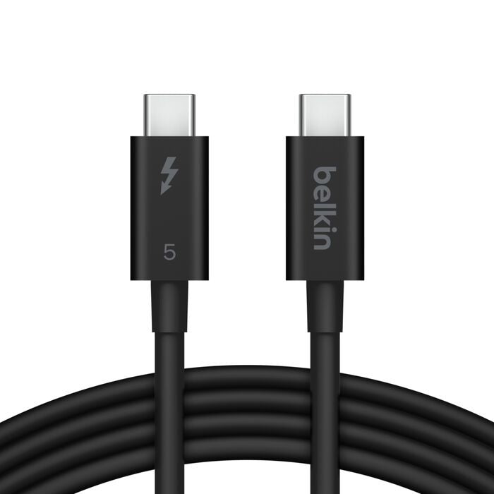 Belkin Connect Thunderbolt 5 USB-C to USB-C Cable (1M) - Black (INZ005fq1MBK), 5A/240W, 80Gbps, 8K or 4K@540Hz, Durable, 2 Years Warranty INZ005fq1MBK