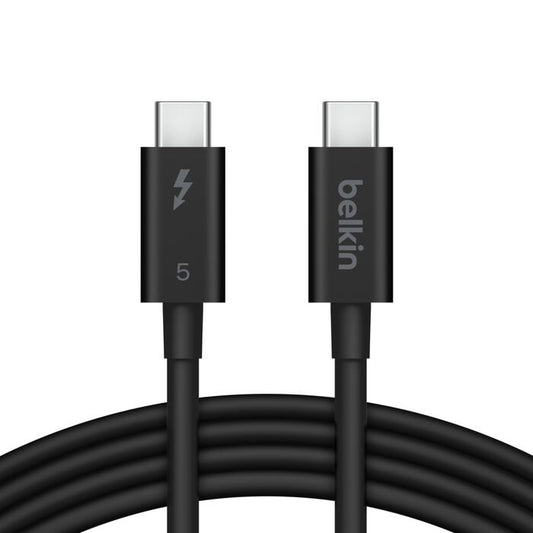 Belkin Connect Thunderbolt 5 USB-C to USB-C Cable (1M) - Black (INZ005fq1MBK), 5A/240W, 80Gbps, 8K or 4K@540Hz, Durable, 2 Years Warranty INZ005fq1MBK