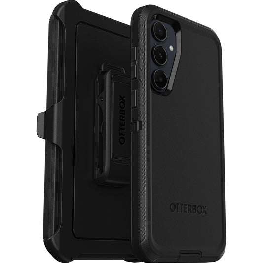 OtterBox Defender Samsung Galaxy A55 5G (6.6') Case Black - (77-95430), DROP+ 4X Military Standard, Multi-Layer, Included Holster, Raised Edges, Rugged 77-95430