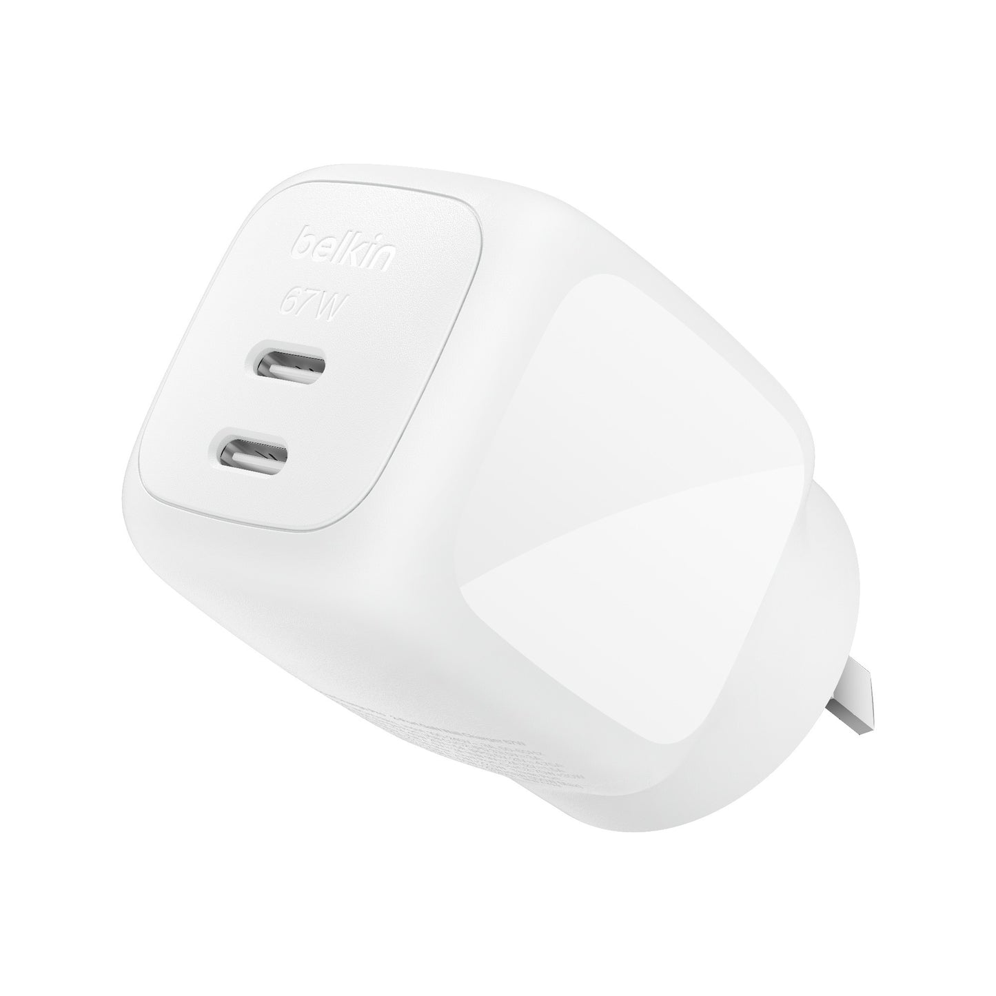 Belkin BoostCharge Pro 67W Dual USB-C GaN Wall Charger - White (WCH020AUWH), Compact Laptop Charger, Travel-Ready, CEW $2500, 2 Years Warranty WCH020AUWH