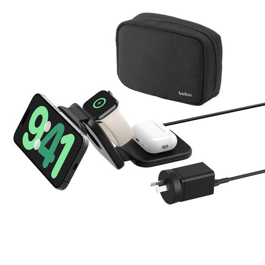 Belkin BoostCharge Pro 3-in-1 Magnetic Qi2 Wireless Travel Pad + 36W Wall Charger + USB-C Cable (1.5M) - Black (WIZ024auBK), 15W, 2 Years Warranty WIZ024auBK