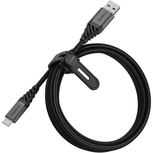 OtterBox USB-C to USB-A (2.0) Premium Cable (2M) - Black (78-52665), 3 AMPS (60W), 10K Bend, Samsung Galaxy, Apple iPhone, iPad, MacBook, Google, OPPO, Nokia 78-52665