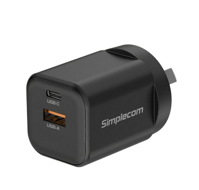 Simplecom CU235 Dual Port PD 35W Fast Wall Charger USB-C + USB-A for Phone Tablet CU235