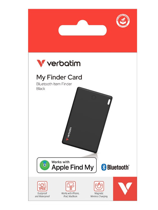 Verbatim My Finder Card Bluetooth Finder 1 pack- Black, Bluetooth Apple Find My 32138