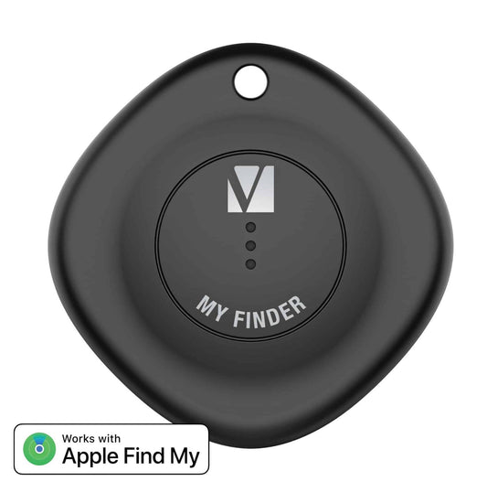 Verbatim Bluetooth Tracker My Finder Black, IP66, IOS Iphone, Ipad, Macbook, Long Life, Pets, Kid, Luggage, Backpack Apple Find My Retail Pack 66840 66840