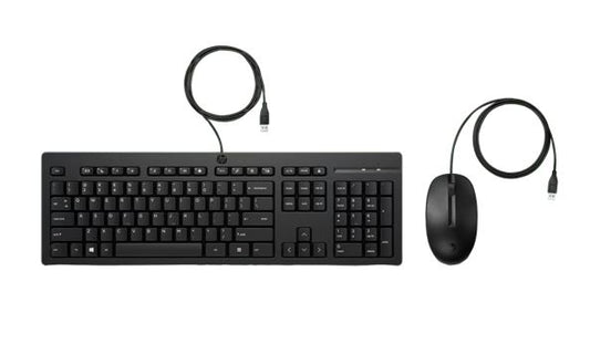 HP 225 USB Wired Desktop Keyboard Mouse Combo G2 USB-A Three button mouse adjustable keyboard feet Easy Clean Plug&Play for Notebook Desktop PC AX2Y7AA