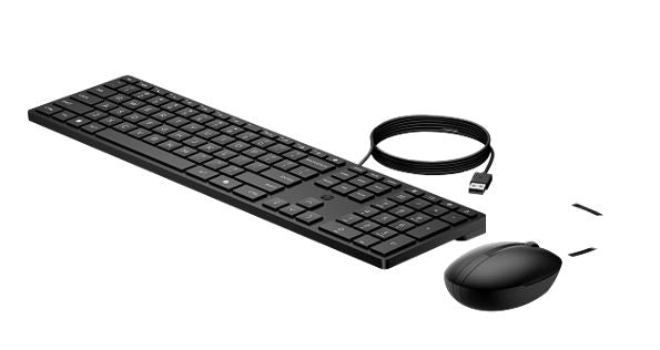 HP 320MK USB Wired Desktop Keyboard Mouse Combo Reduced-sized & Low-Profile Quiet Keys Plug&Play for Notebook Desktop PC WIN11/10 Black 9SR36UT