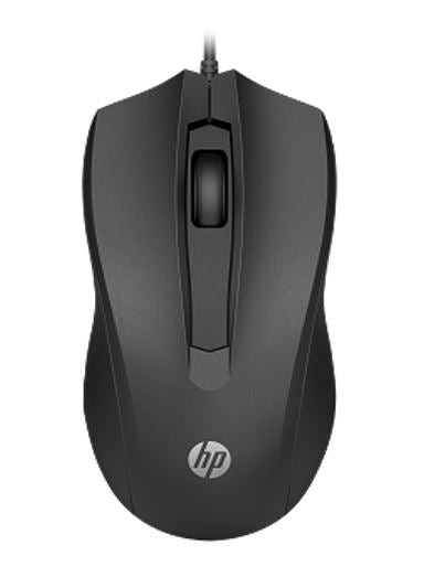 HP Wired Desktop 100 Mouse 1200dpi 3 Buttons Wired USB-A Connector Precise Red Optical Sensor 1.2M Cable Length Black 1YR WTY 822M9AA